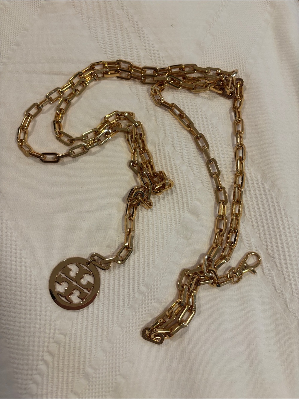 Gold Link Pendant Tory Burch Belt - Round Cutout Medallion